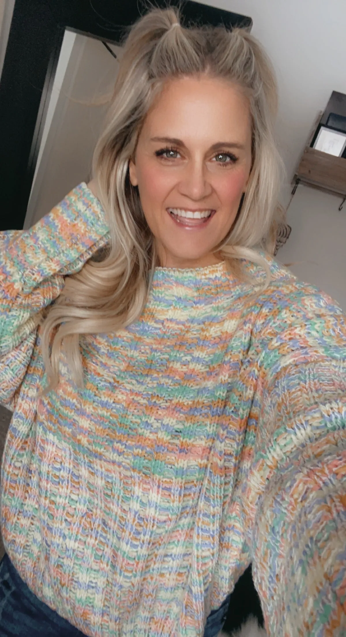 Rainbow pastel boatneck sweater