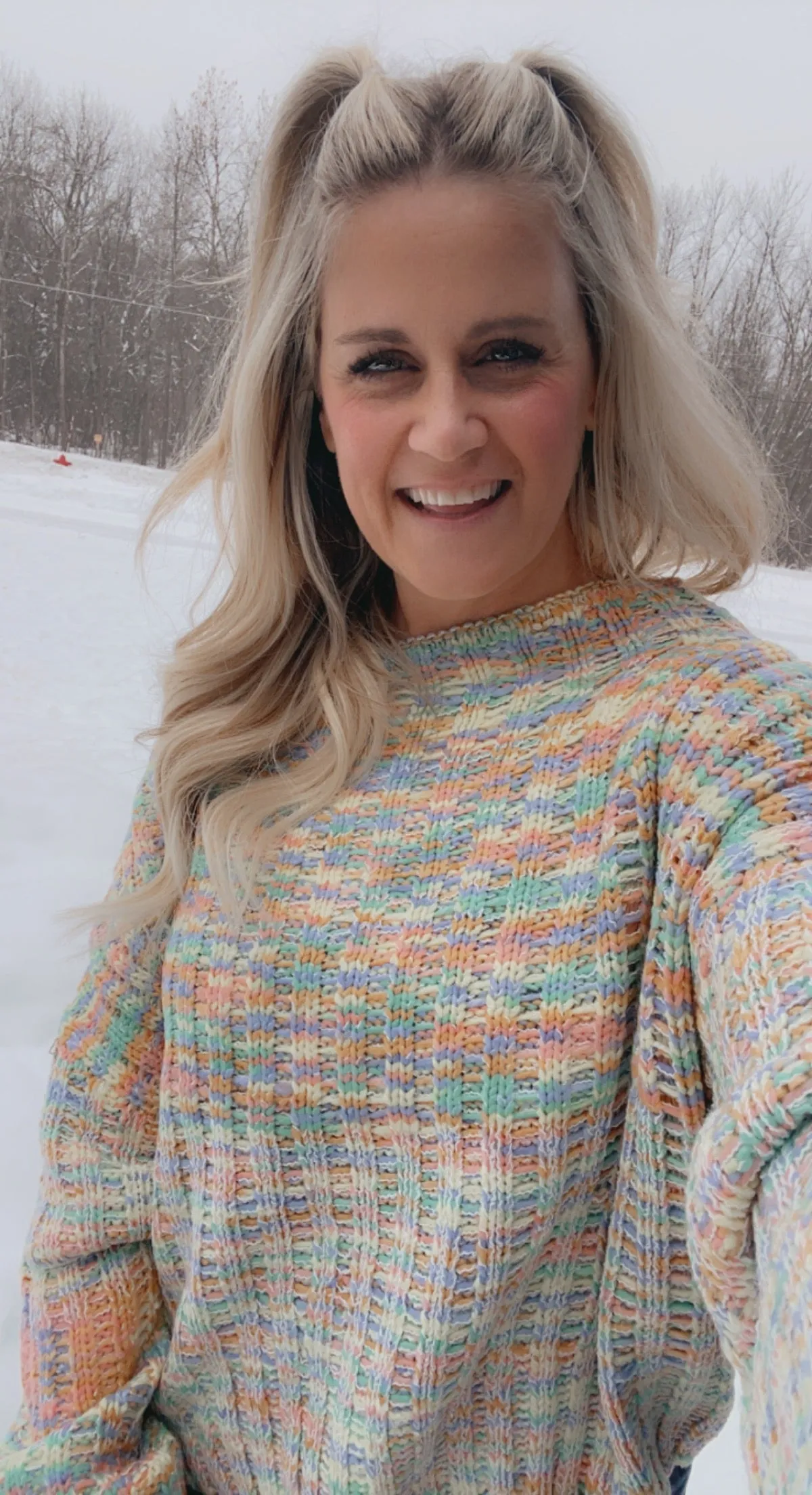 Rainbow pastel boatneck sweater