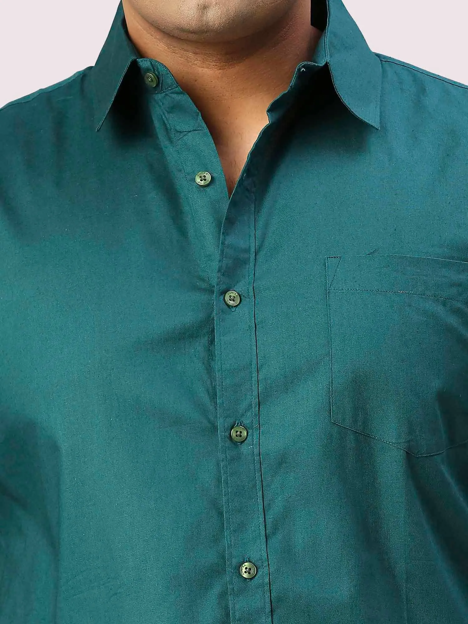 Sacramento Green Pure Cotton Shirt Men's Plus Size