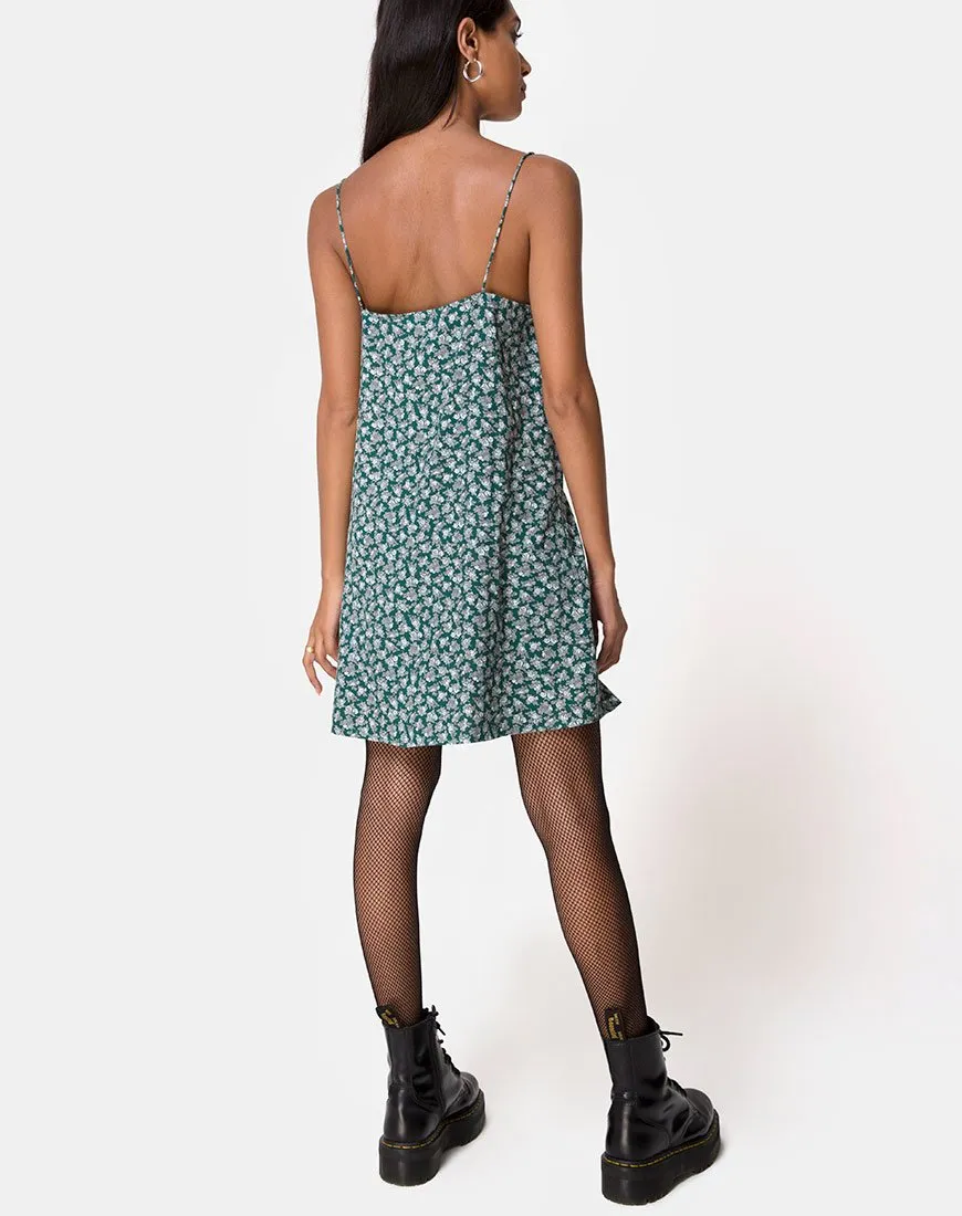 Sanna Slip Dress in Floral Bloom Green