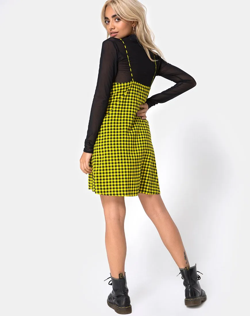 Sanna Slip Dress in Medium Gingham Yellow