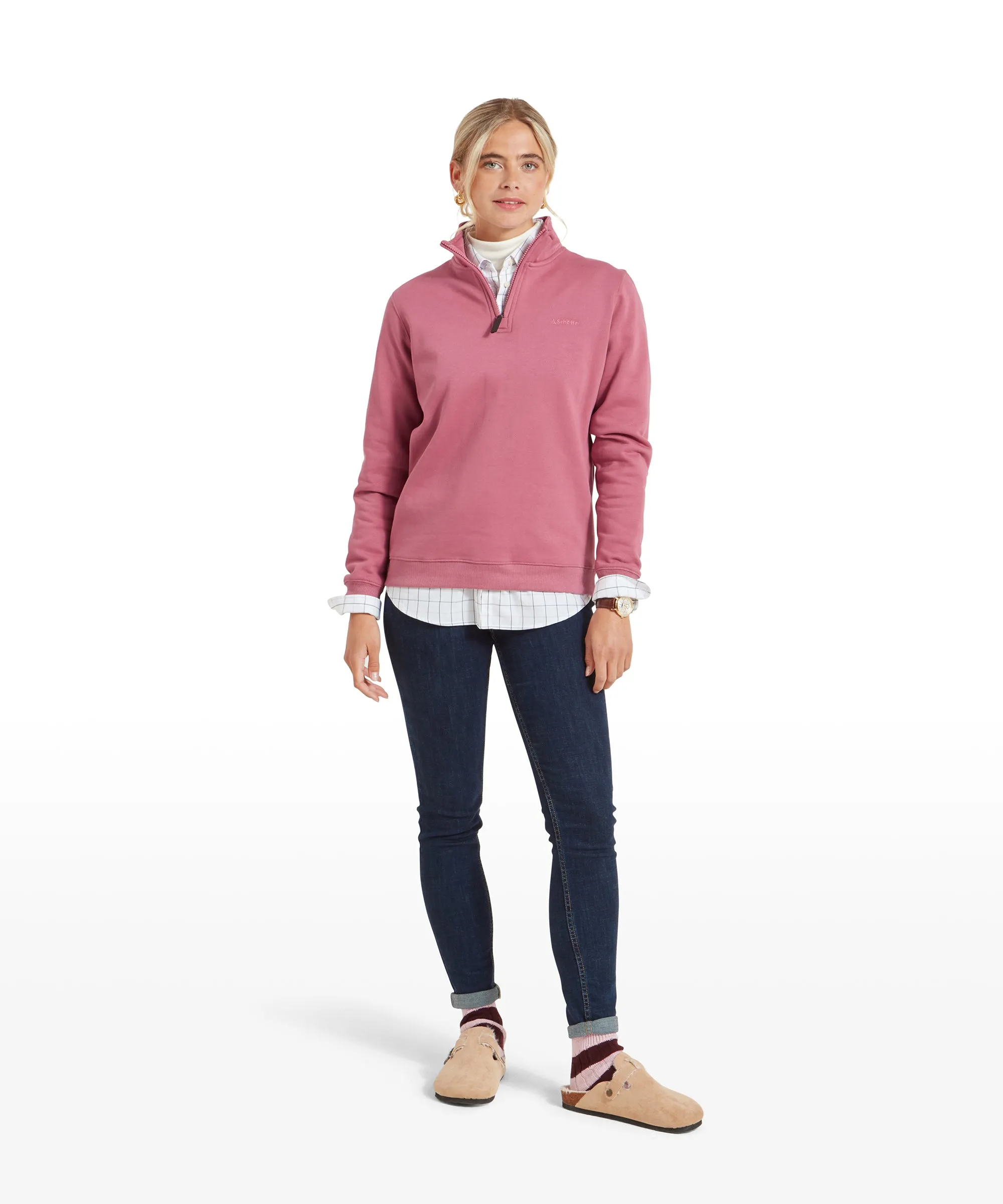 Sennen Cove Quarter Zip Sweatshirt - Dark French Rose