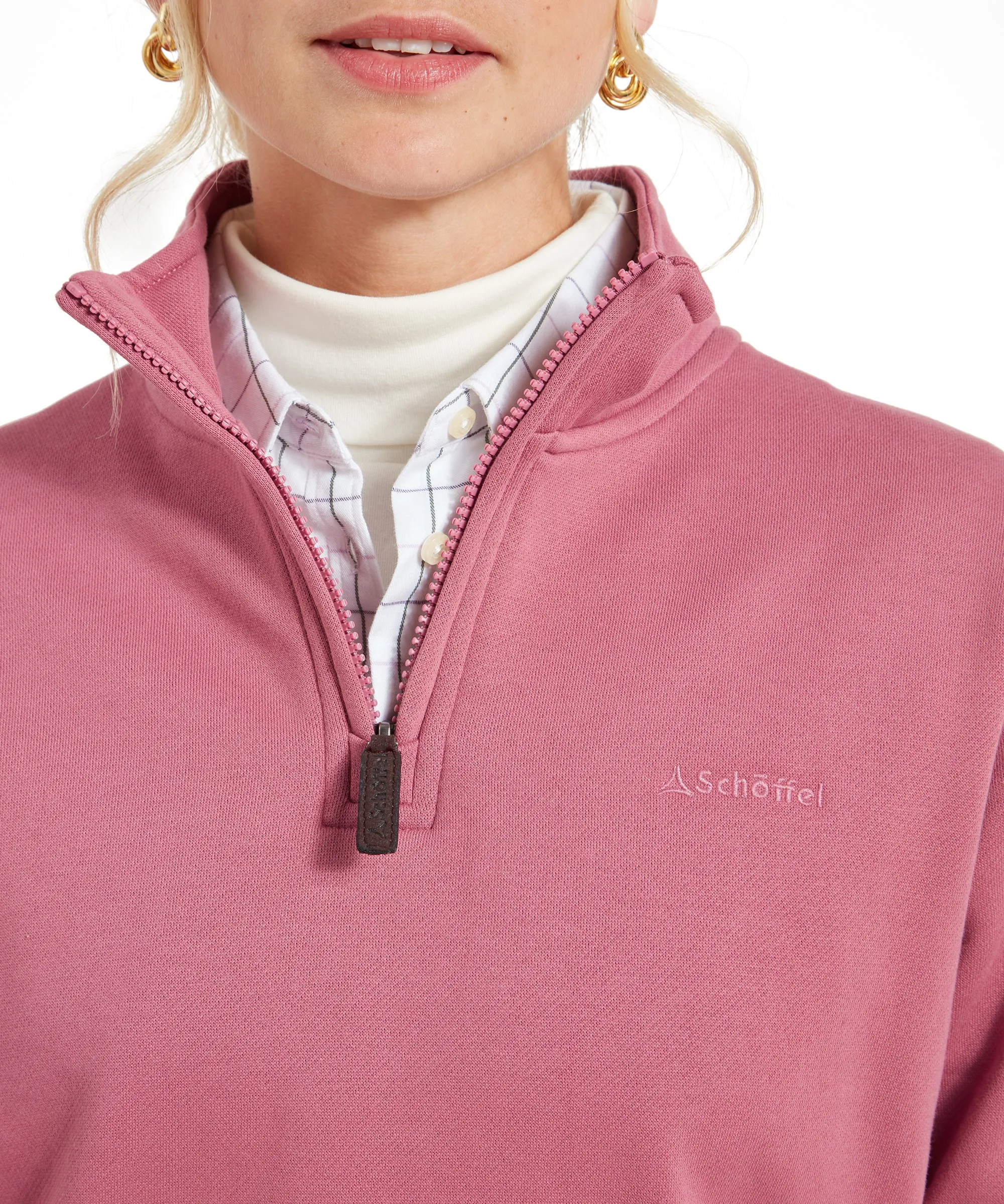 Sennen Cove Quarter Zip Sweatshirt - Dark French Rose