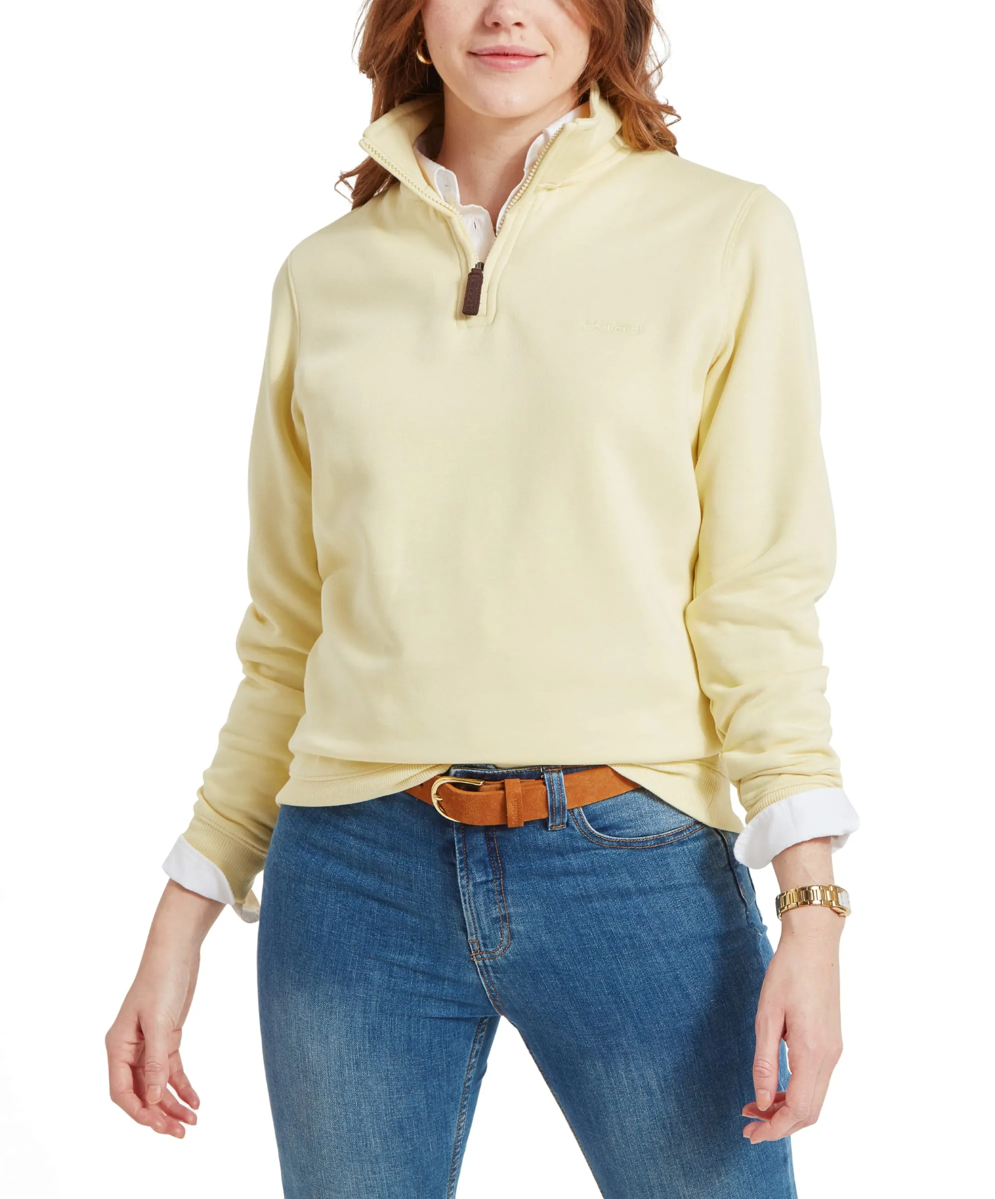 Sennen Cove Quarter Zip Sweatshirt - Pale Lemon