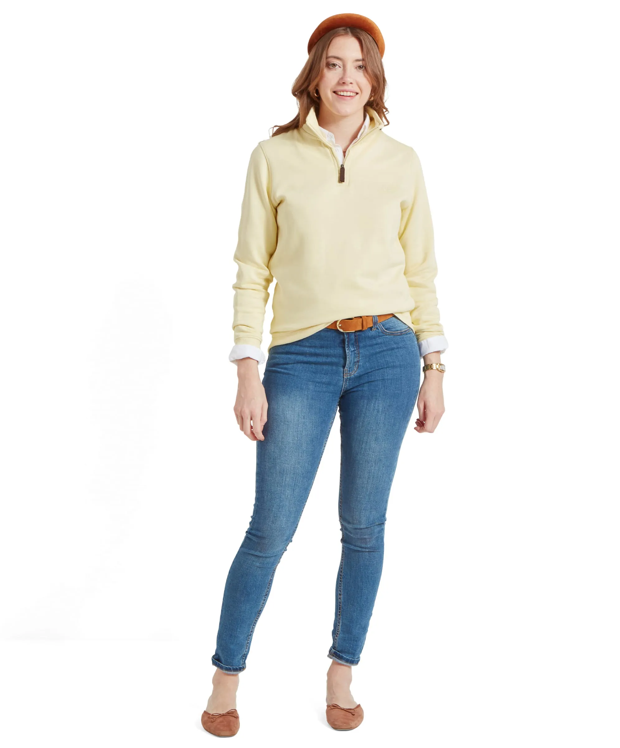 Sennen Cove Quarter Zip Sweatshirt - Pale Lemon