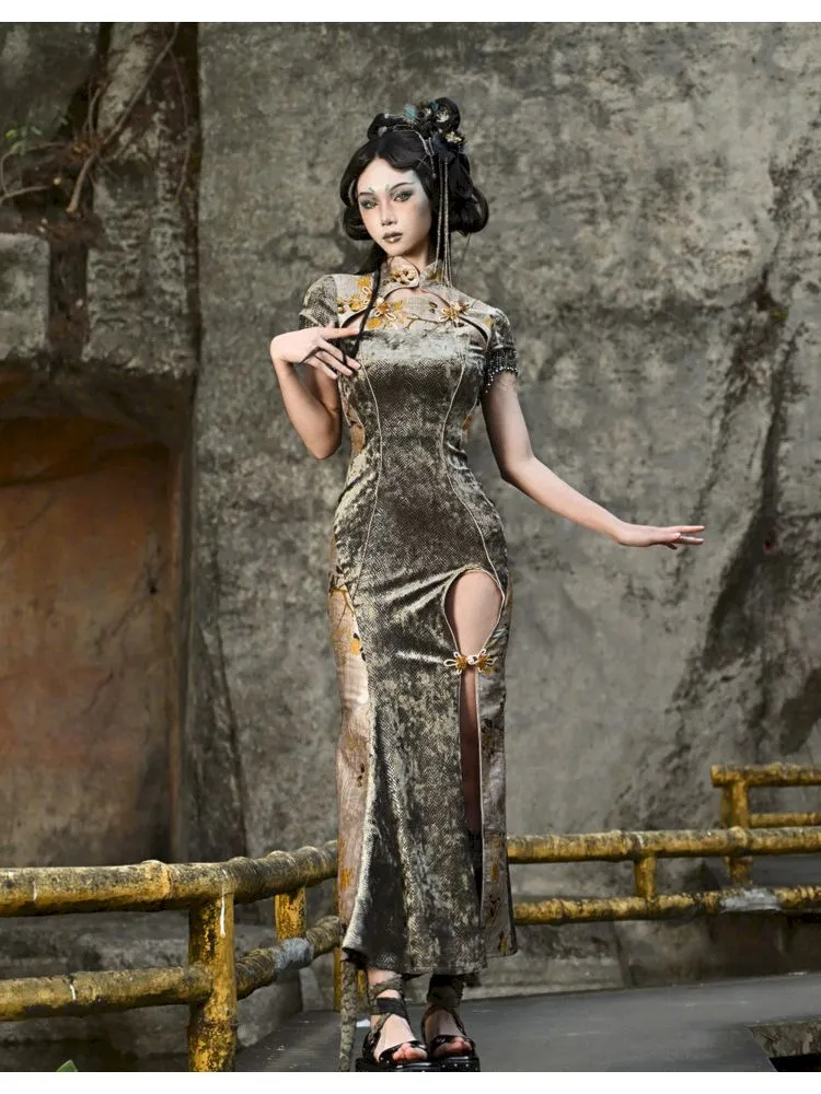 Slim Fishtail Long Slit Cheongsam Dresses【s0000006631】