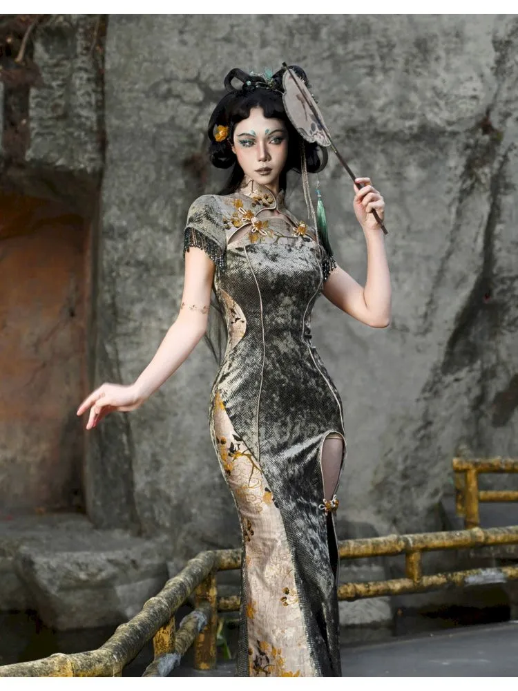 Slim Fishtail Long Slit Cheongsam Dresses【s0000006631】