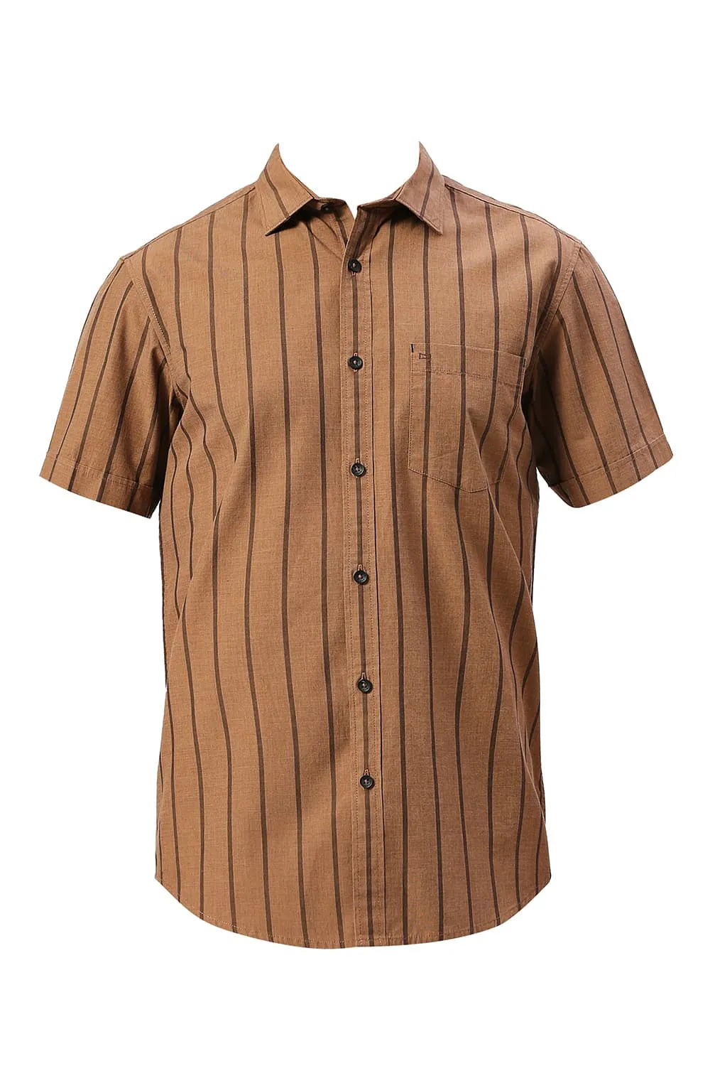 Slim Fit Cotton Fil-a-Fil Stripe Halfsleeves Shirt