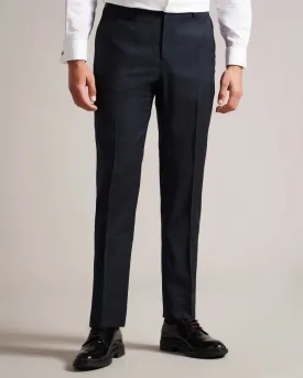 Slim Tonal Check Trousers - Navy