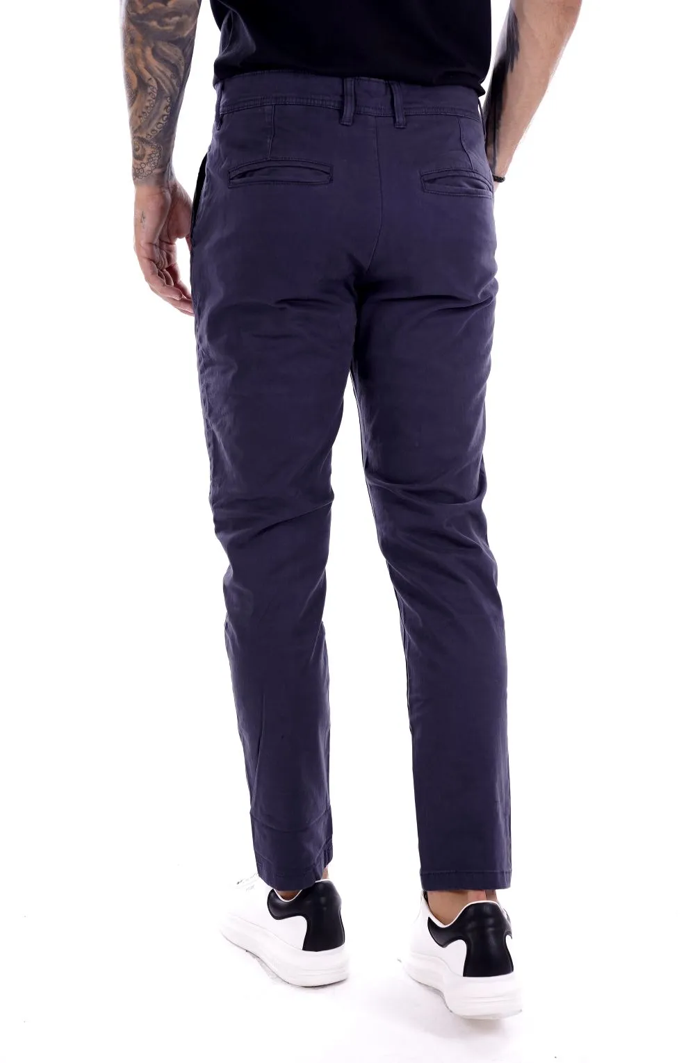 Solid Pantalone Blu Da Uomo