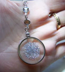 Swarovski Floating Crystals Double Sided Glass Shaker Memory Locket Necklace