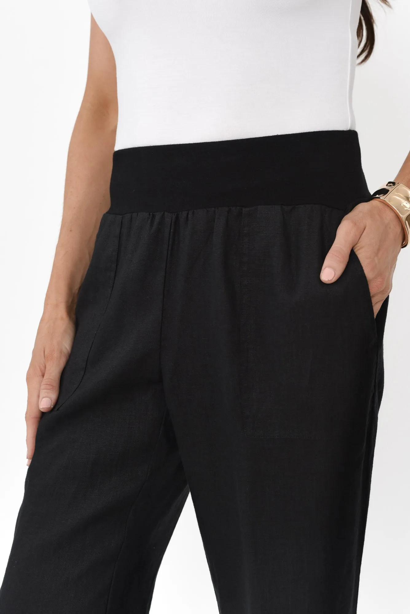 Tatum Black Linen Pants