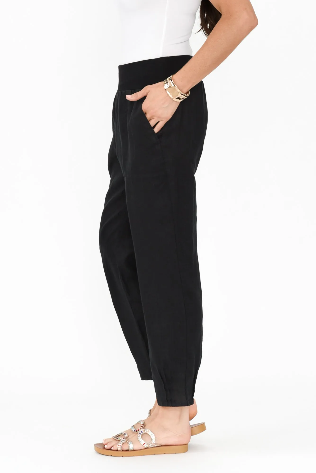 Tatum Black Linen Pants