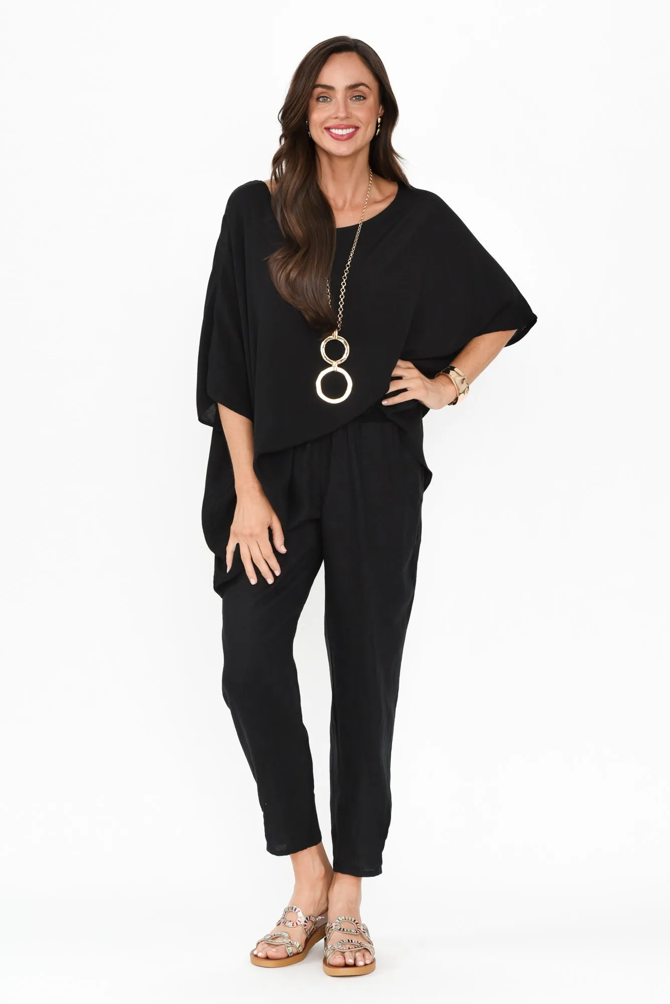 Tatum Black Linen Pants