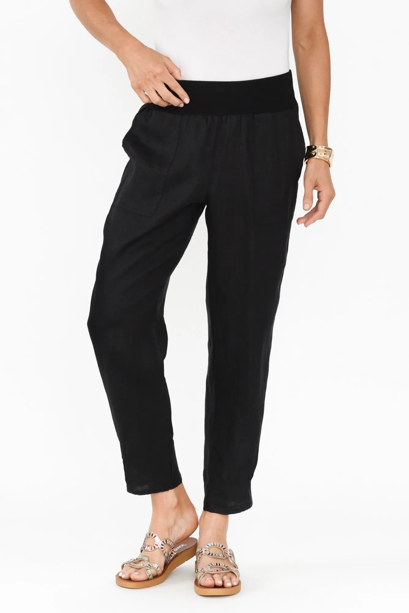 Tatum Black Linen Pants