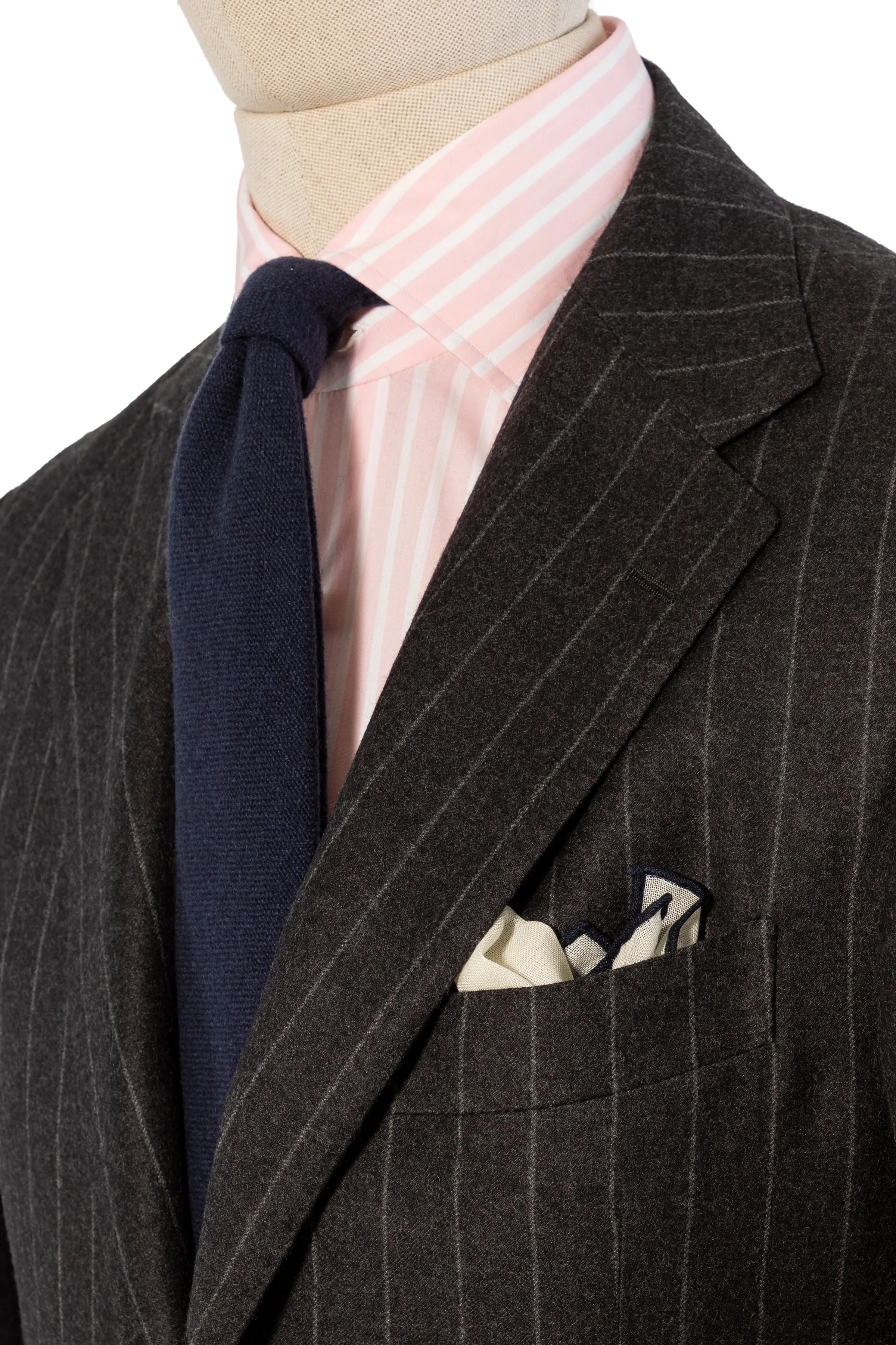 The Armoury by Ring Jacket Model 3A Grey Dormeuil Flannel Chalkstripe Suit