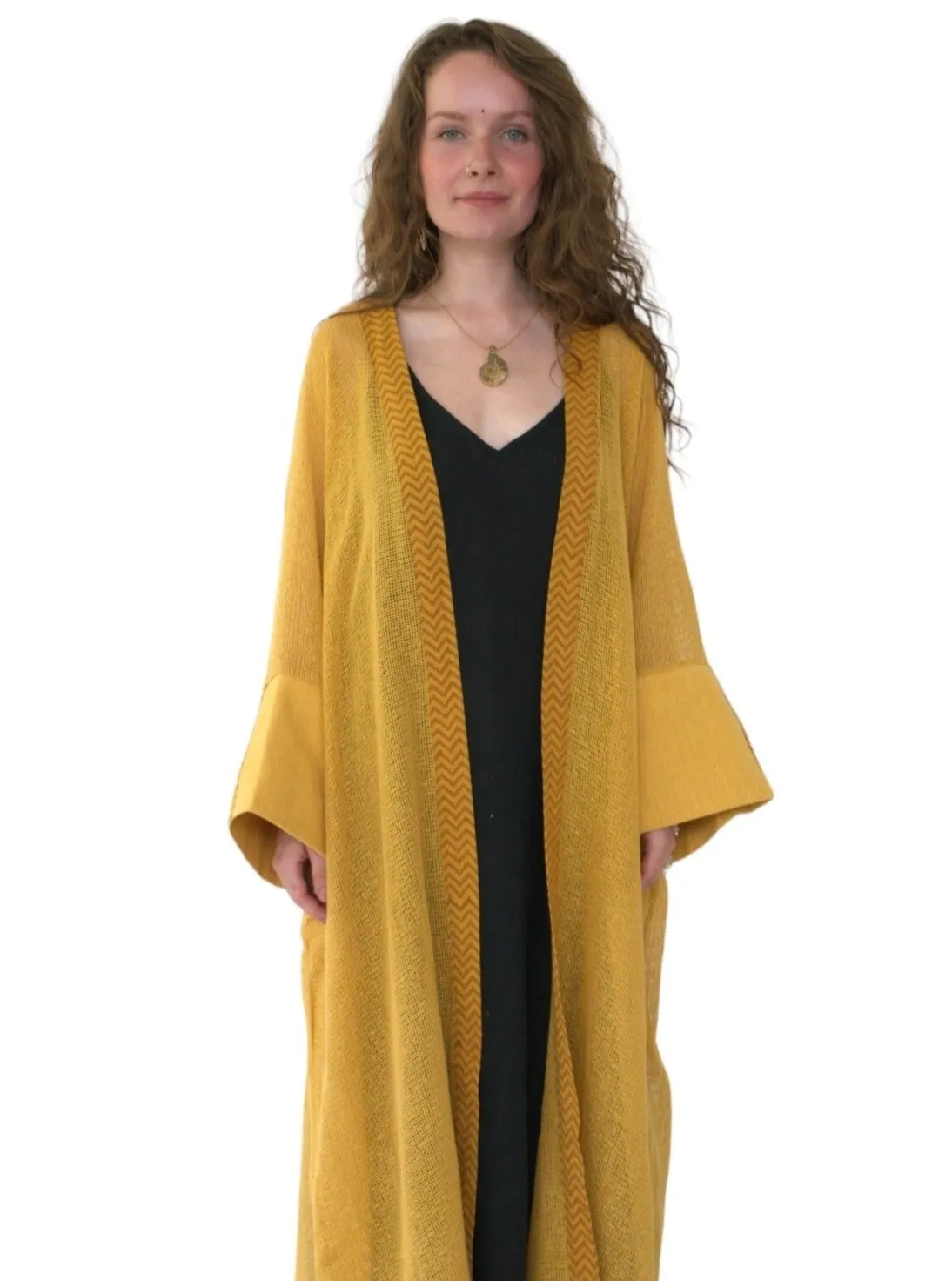 Turmeric Organic Cotton Mesh Long Kimono