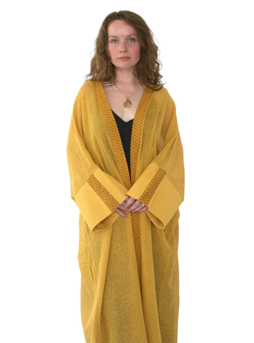 Turmeric Organic Cotton Mesh Long Kimono