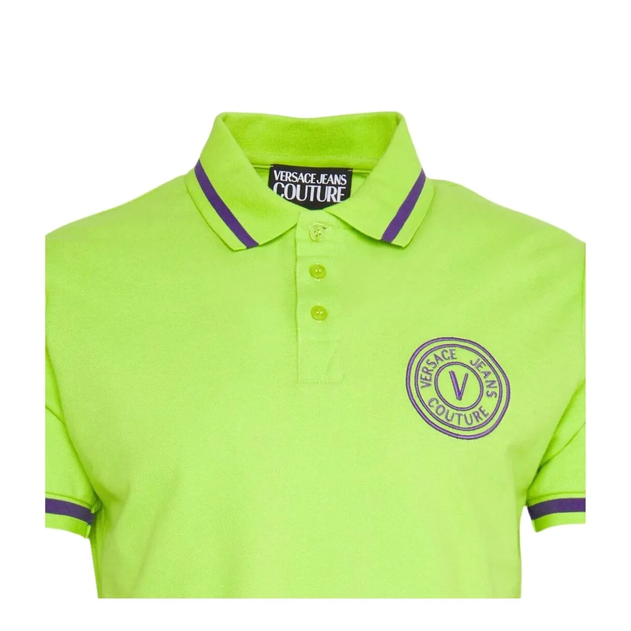 Versace Jeans Couture Embroidered Emblem Green Polo Shirt