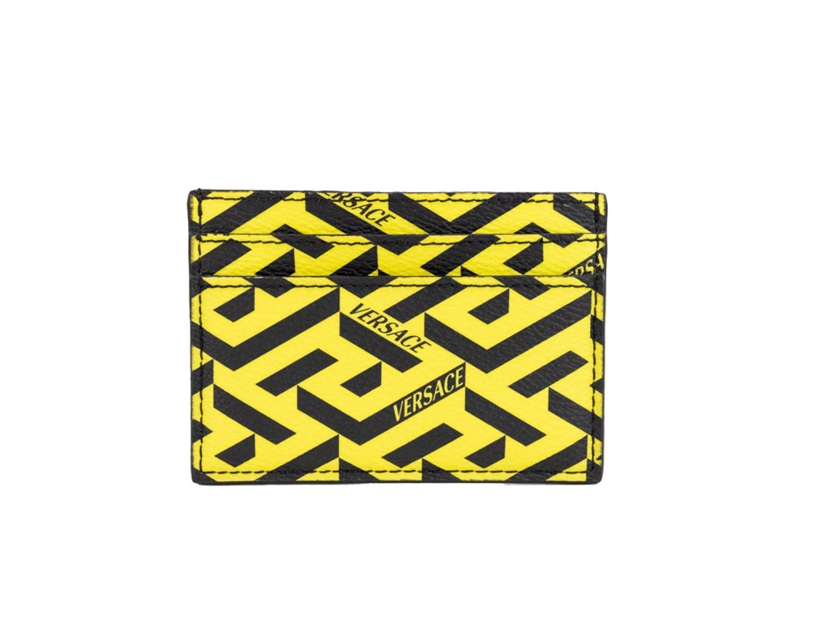 Versace La Greca Pineapple Signature Coated Canvas Card Case