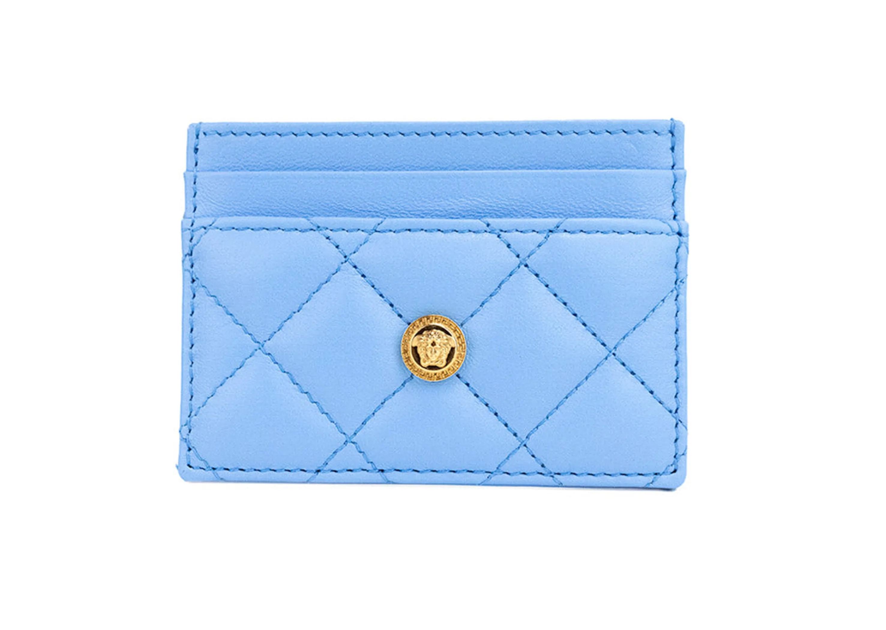 Versace Mini Medusa DV Blue Quilted Leather Card Case