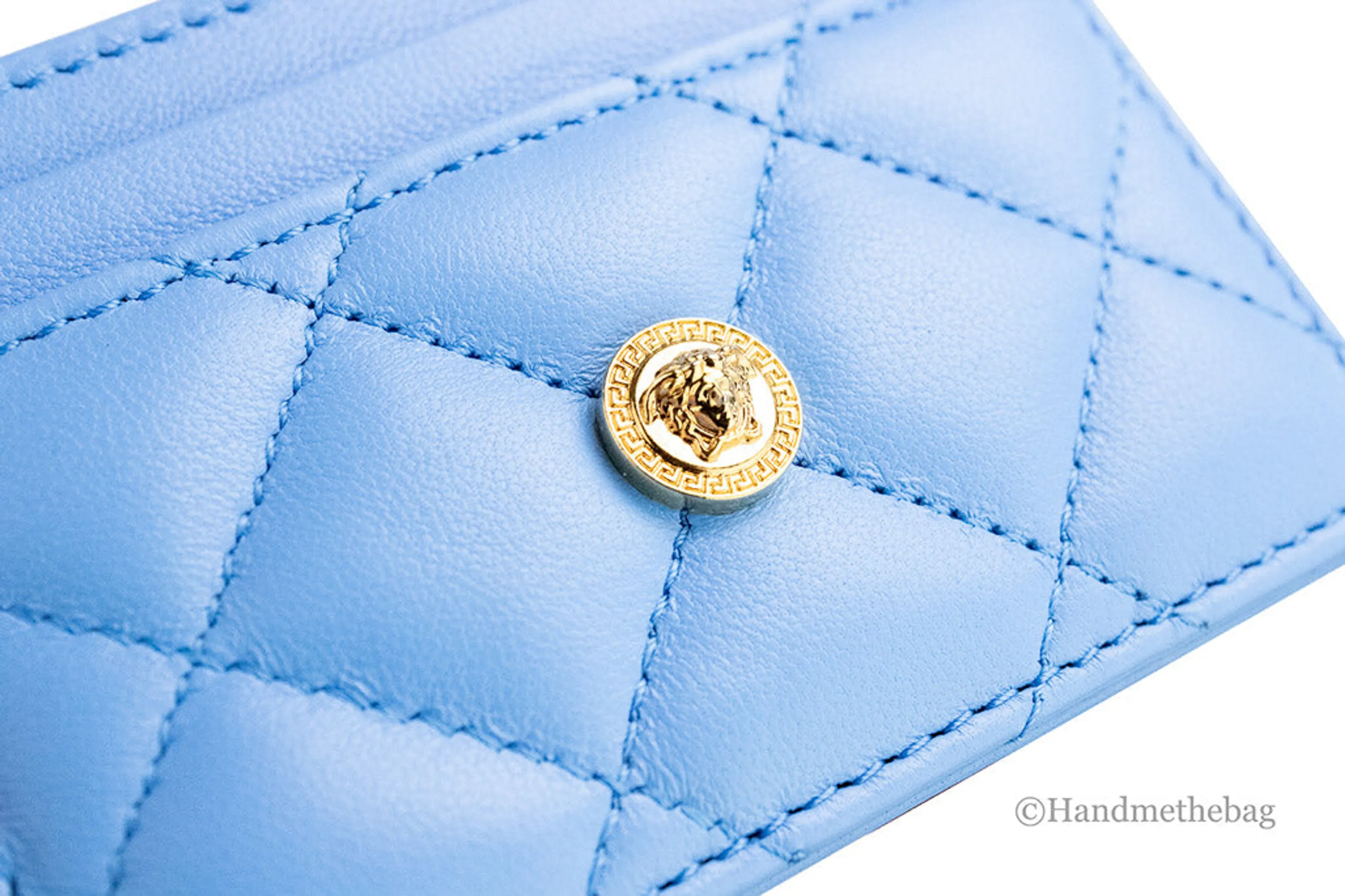 Versace Mini Medusa DV Blue Quilted Leather Card Case