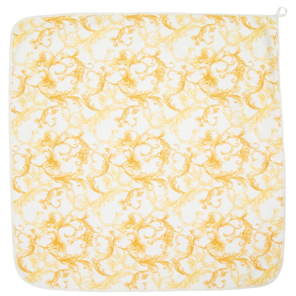 White & Gold Baroque Print Bathrobe Towel