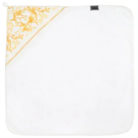 White & Gold Baroque Print Bathrobe Towel