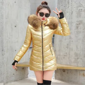 Women's Slim Gold and Silver Fluffy Cotton Clothes