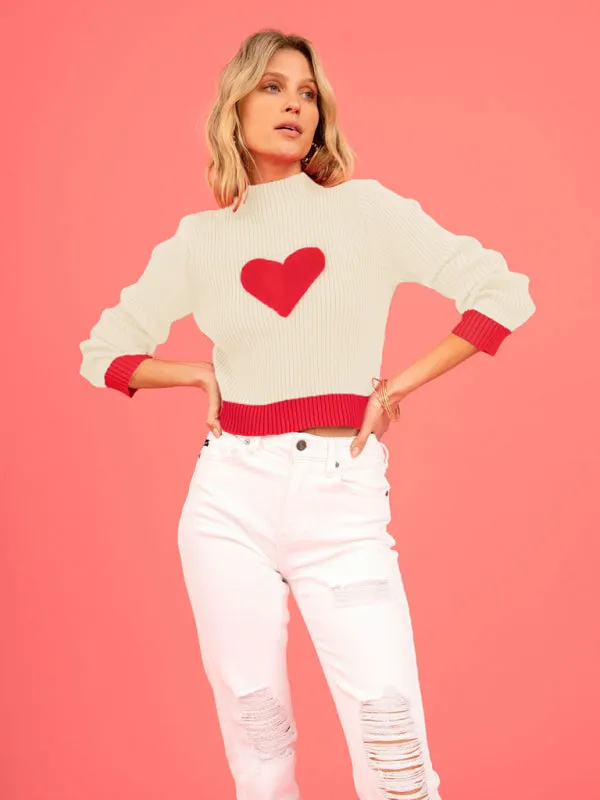 Women's Valentine Love Turtleneck Pullover Sweater