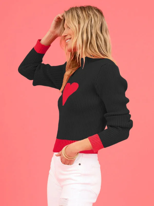 Women's Valentine Love Turtleneck Pullover Sweater