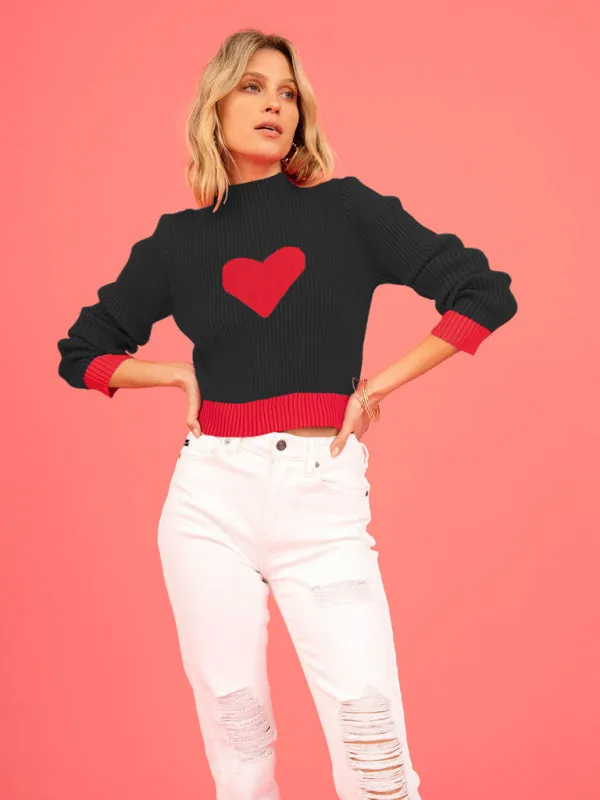 Women's Valentine Love Turtleneck Pullover Sweater